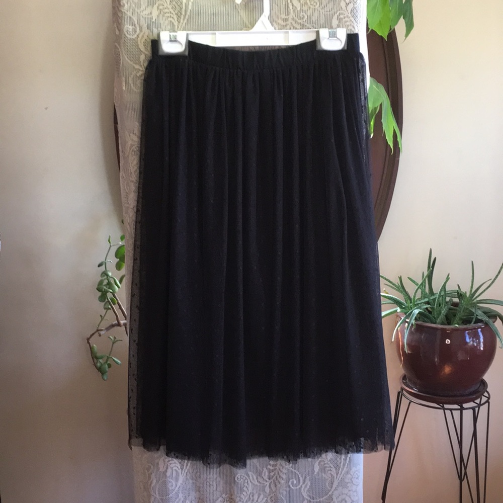 Black Dotted Voile Skirt